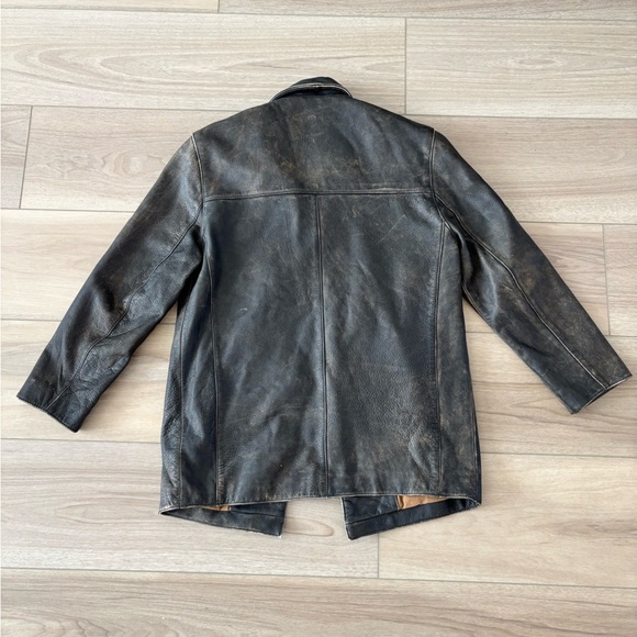 Vtg Marc New York Andrew Marc Mens Small Distressed Leather Heavy Jacket Brown - Picture 11 of 12